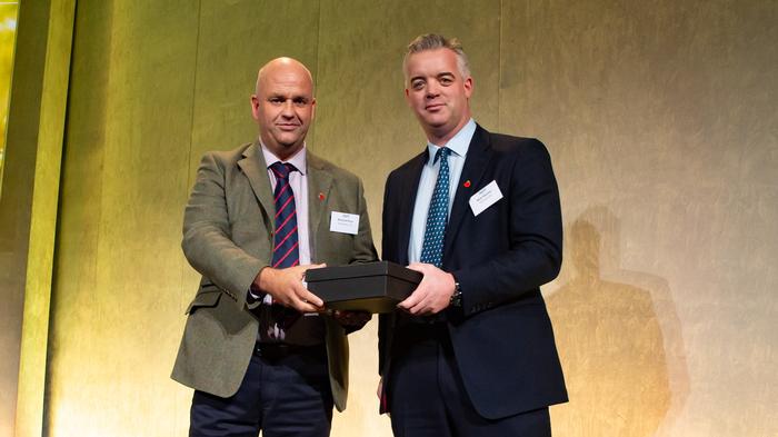 IAgrM Chairman Richard Price presents Chief Executive of the Velcourt Group Nick Shorter, right, with his award.