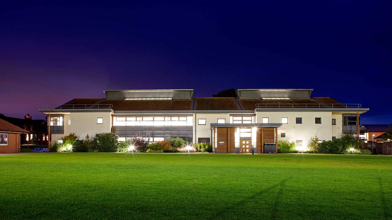 Bamford Library at night